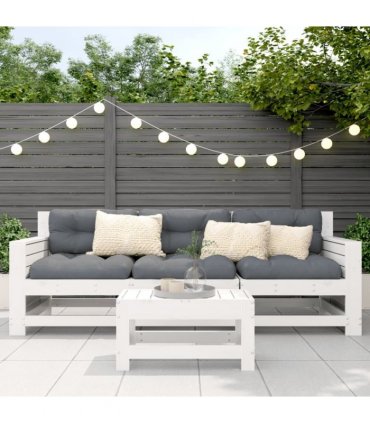 vidaXL Garden Footstool White 62x30x32 cm Solid Wood Pine — Colour: white pinewood, Model: low footstool