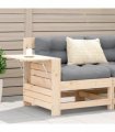 vidaXL Garden Armrest Sofa with Cushion Solid Wood Pine — Colour: untreated/anthracite, Model: corner sofa with side table