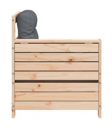 vidaXL Garden Armrest Sofa with Cushion Solid Wood Pine — Colour: untreated/anthracite, Model: corner sofa with side table