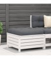 vidaXL Garden Footstool with Cushion White Solid Wood Pine — Colour: white/anthracite
