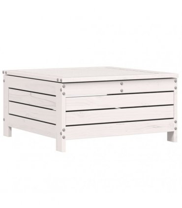 vidaXL Garden Footstool with Cushion White Solid Wood Pine — Colour: white/anthracite
