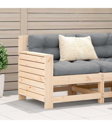 vidaXL Garden Armrest Sofa with Cushion Solid Wood Pine — Colour: untreated/anthracite, Model: corner sofa