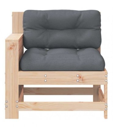 vidaXL Garden Armrest Sofa with Cushion Solid Wood Pine — Colour: untreated/anthracite, Model: corner sofa