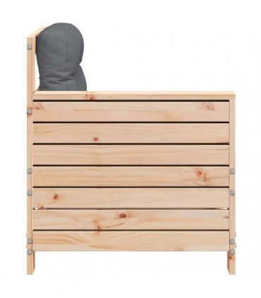 vidaXL Garden Armrest Sofa with Cushion Solid Wood Pine — Colour: untreated/anthracite, Model: corner sofa