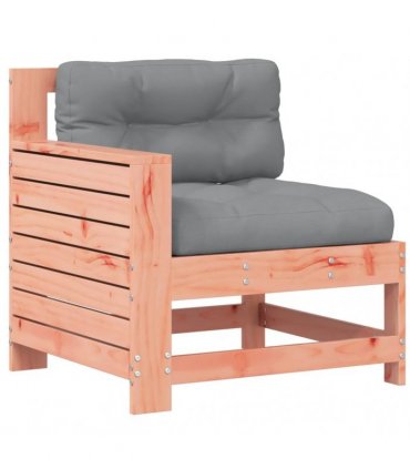 vidaXL Garden Armrest Sofa with Cushion Solid Wood Douglas — Colour: untreated/grey, Model: corner sofa