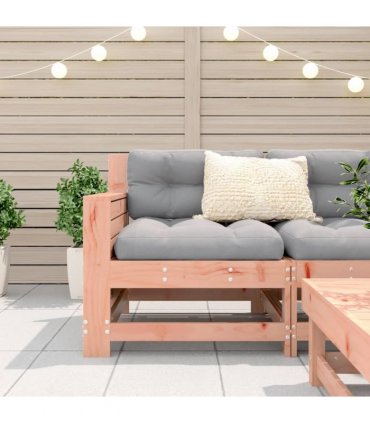 vidaXL Garden Armrest Sofa with Cushion Solid Wood Douglas — Colour: untreated/grey, Model: corner sofa