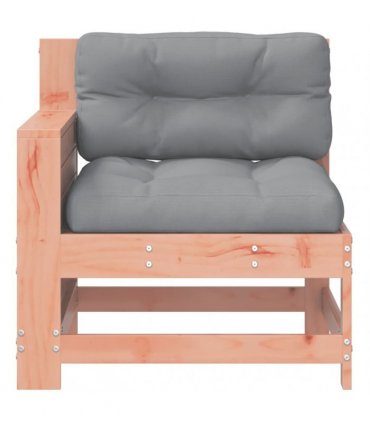 vidaXL Garden Armrest Sofa with Cushion Solid Wood Douglas — Colour: untreated/grey, Model: corner sofa