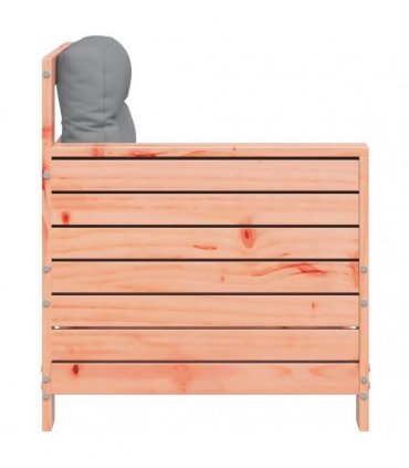 vidaXL Garden Armrest Sofa with Cushion Solid Wood Douglas — Colour: untreated/grey, Model: corner sofa
