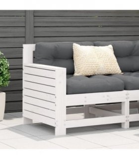 vidaXL Garden Armrest Sofa with Cushion White Solid Wood Pine — Colour: white/anthracite, Model: corner sofa