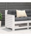 vidaXL Garden Armrest Sofa with Cushion White Solid Wood Pine — Colour: white/anthracite, Model: corner sofa