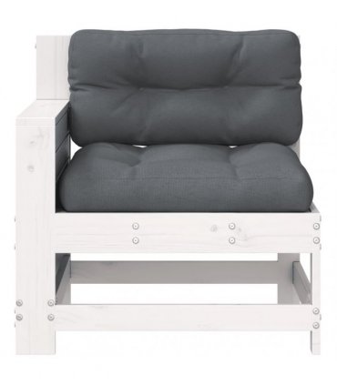 vidaXL Garden Armrest Sofa with Cushion White Solid Wood Pine — Colour: white/anthracite, Model: corner sofa