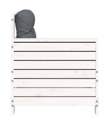 vidaXL Garden Armrest Sofa with Cushion White Solid Wood Pine — Colour: white/anthracite, Model: corner sofa