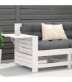 vidaXL Garden Armrest Sofa with Cushion White Solid Wood Pine — Colour: white/anthracite, Model: corner sofa with side table
