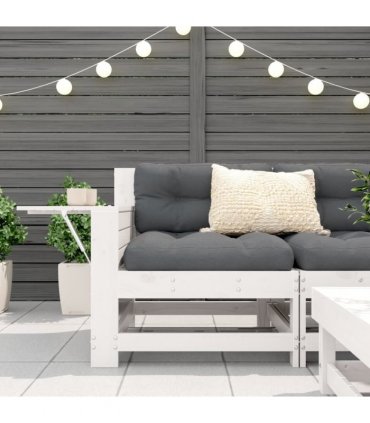 vidaXL Garden Armrest Sofa with Cushion White Solid Wood Pine — Colour: white/anthracite, Model: corner sofa with side table
