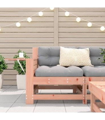 vidaXL Garden Armrest Sofa with Cushion Solid Wood Douglas — Colour: untreated/grey, Model: corner sofa with side table