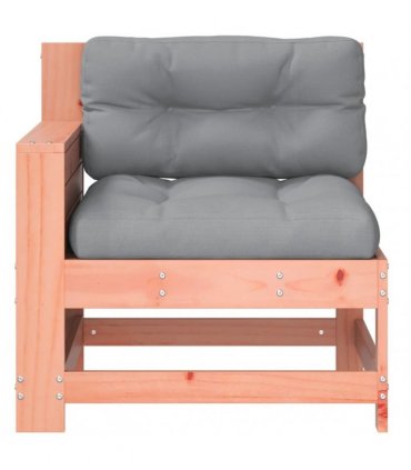 vidaXL Garden Armrest Sofa with Cushion Solid Wood Douglas — Colour: untreated/grey, Model: corner sofa with side table
