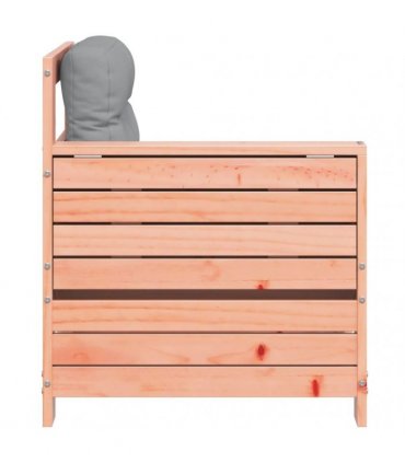 vidaXL Garden Armrest Sofa with Cushion Solid Wood Douglas — Colour: untreated/grey, Model: corner sofa with side table