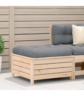 vidaXL Garden Footstool with Cushion Solid Wood Pine — Colour: untreated/anthracite