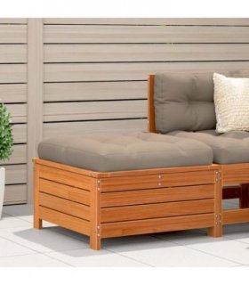 vidaXL Garden Footstool with Cushion Wax Brown Solid Wood Pine — Colour: brown/taupe