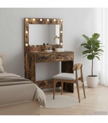 vidaXL Dressing Table Smoked Oak 78.5 x 41 x 135 cm Engineered Wood