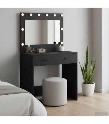 vidaXL Dressing Table Black Oak 78.5 x 41 x 135 cm Engineered Wood