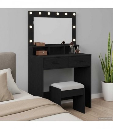 vidaXL Dressing Table Black Oak 79 x 41 x 135 cm Engineered Wood