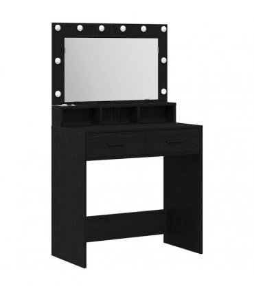 vidaXL Dressing Table Black Oak 79 x 41 x 135 cm Engineered Wood