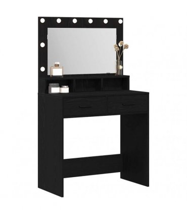 vidaXL Dressing Table Black Oak 79 x 41 x 135 cm Engineered Wood