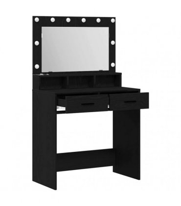 vidaXL Dressing Table Black Oak 79 x 41 x 135 cm Engineered Wood