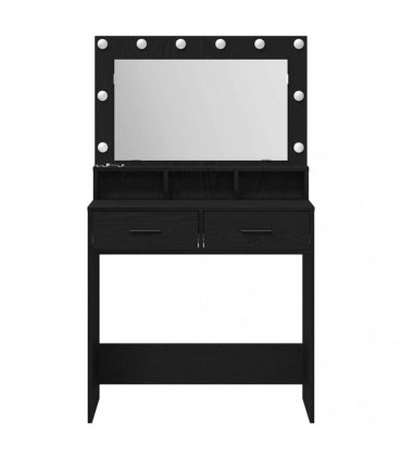vidaXL Dressing Table Black Oak 79 x 41 x 135 cm Engineered Wood