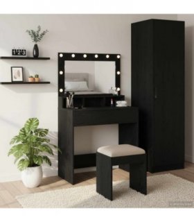 vidaXL Dressing Table Black Oak 75.5 x 41 x 135 cm Engineered Wood — Size: 79 x 41 x 135 cm