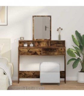 vidaXL Dressing Table Smoked Oak 100 x 41 x 140 cm Engineered Wood