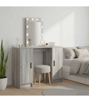 vidaXL Dressing Table with Door Grey 102 x 33 x 135 cm Engineered Wood — Colour: Grey sonoma