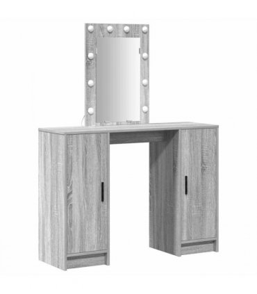vidaXL Dressing Table with Door Grey 102 x 33 x 135 cm Engineered Wood — Colour: Grey sonoma
