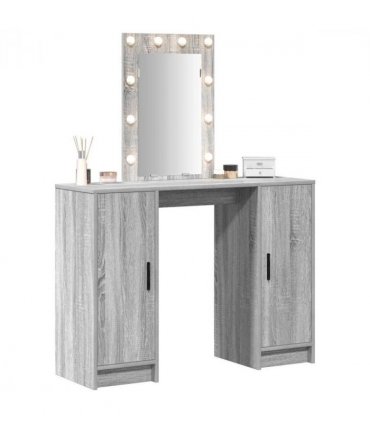 vidaXL Dressing Table with Door Grey 102 x 33 x 135 cm Engineered Wood — Colour: Grey sonoma