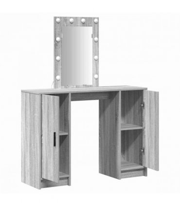 vidaXL Dressing Table with Door Grey 102 x 33 x 135 cm Engineered Wood — Colour: Grey sonoma