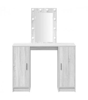 vidaXL Dressing Table with Door Grey 102 x 33 x 135 cm Engineered Wood — Colour: Grey sonoma