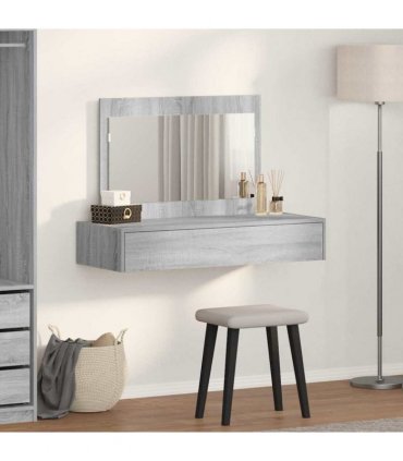 vidaXL Dressing Table Grey 100 x 40 x 70 cm Engineered Wood — Colour: Grey sonoma, Model: without led