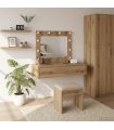 vidaXL Dressing Table Brown 83 x 40 x 70 cm Engineered Wood — Colour: Artisan oak, Model: with led