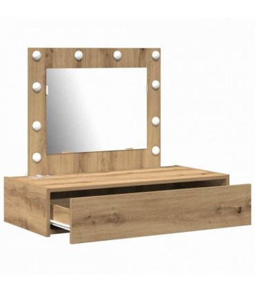 vidaXL Dressing Table Brown 83 x 40 x 70 cm Engineered Wood — Colour: Artisan oak, Model: with led