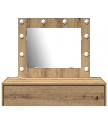 vidaXL Dressing Table Brown 83 x 40 x 70 cm Engineered Wood — Colour: Artisan oak, Model: with led