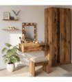 vidaXL Dressing Table Brown 60 x 40 x 70 cm Engineered Wood — Colour: Old wood, Model: with led