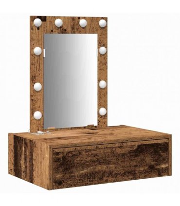 vidaXL Dressing Table Brown 60 x 40 x 70 cm Engineered Wood — Colour: Old wood, Model: with led