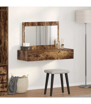 vidaXL Dressing Table Brown 100 x 40 x 70 cm Engineered Wood — Colour: Smoked oak, Model: without led
