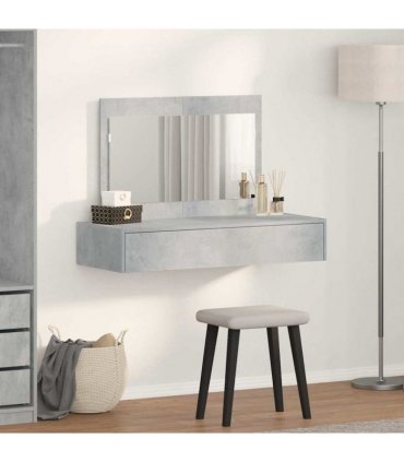 vidaXL Dressing Table Grey 100 x 40 x 70 cm Engineered Wood — Colour: Concrete grey, Model: without led