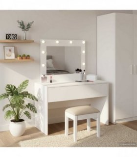 vidaXL Dressing Table White 83 x 40 x 70 cm Engineered Wood — Model: with led
