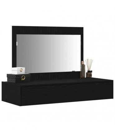 vidaXL Dressing Table Black 100 x 40 x 70 cm Engineered Wood — Colour: Black oak, Model: without led