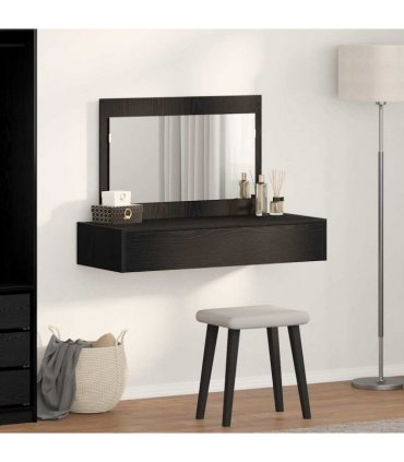 vidaXL Dressing Table Black 100 x 40 x 70 cm Engineered Wood — Colour: Black oak, Model: without led