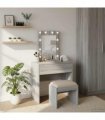 vidaXL Dressing Table with Drawer Grey 60 x 40 x 70 cm Engineered Wood — Colour: Grey sonoma, Model: with led