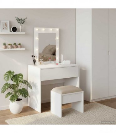 vidaXL Dressing Table White 60 x 40 x 70 cm Engineered Wood — Model: with led